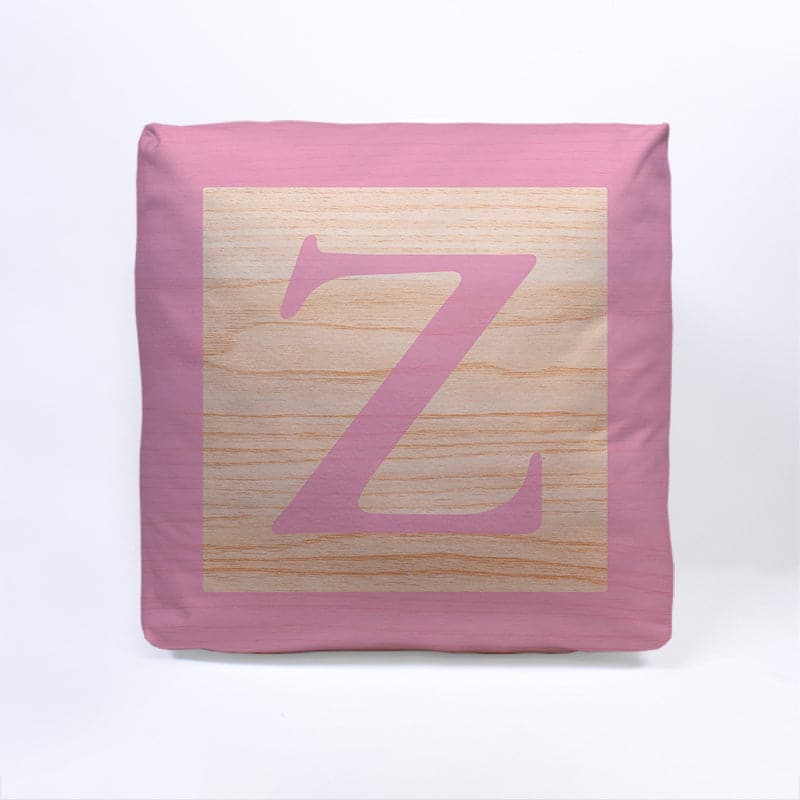 Pink Initial Baby Block Cube Cushion - 10, packaging shot