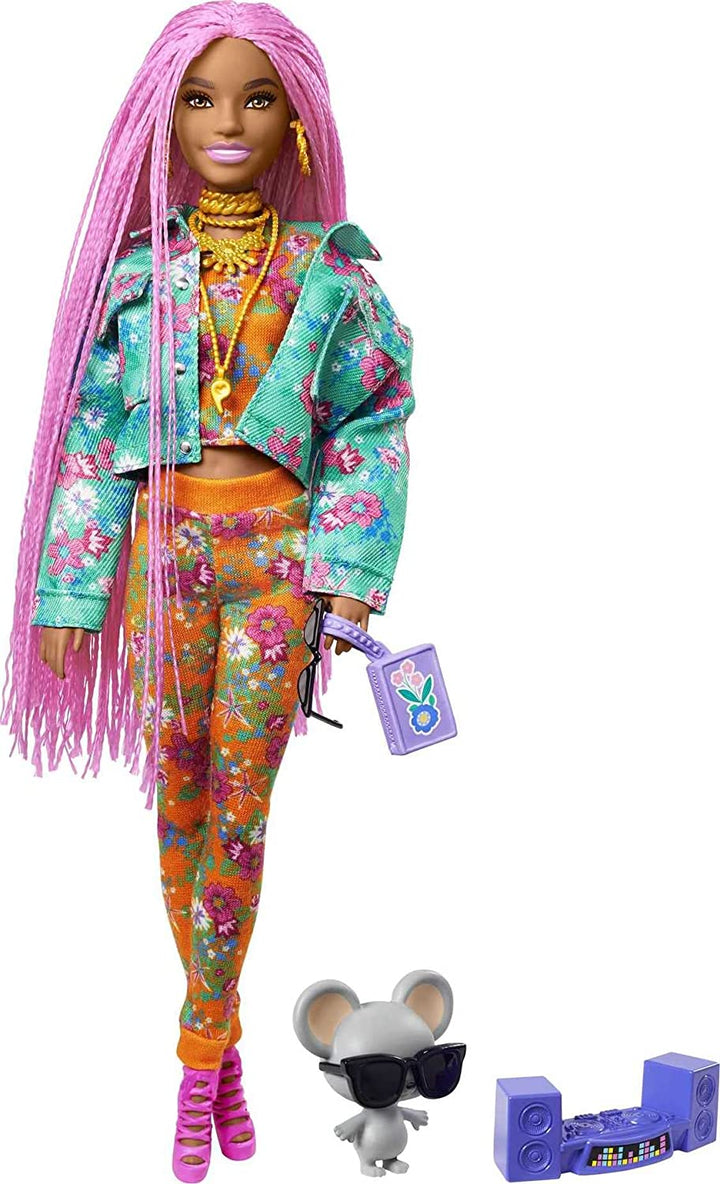 Barbie Extra Doll 10 in Floral-Print Jacket with Pink Braids - Infinity Collectables  - #tag1#