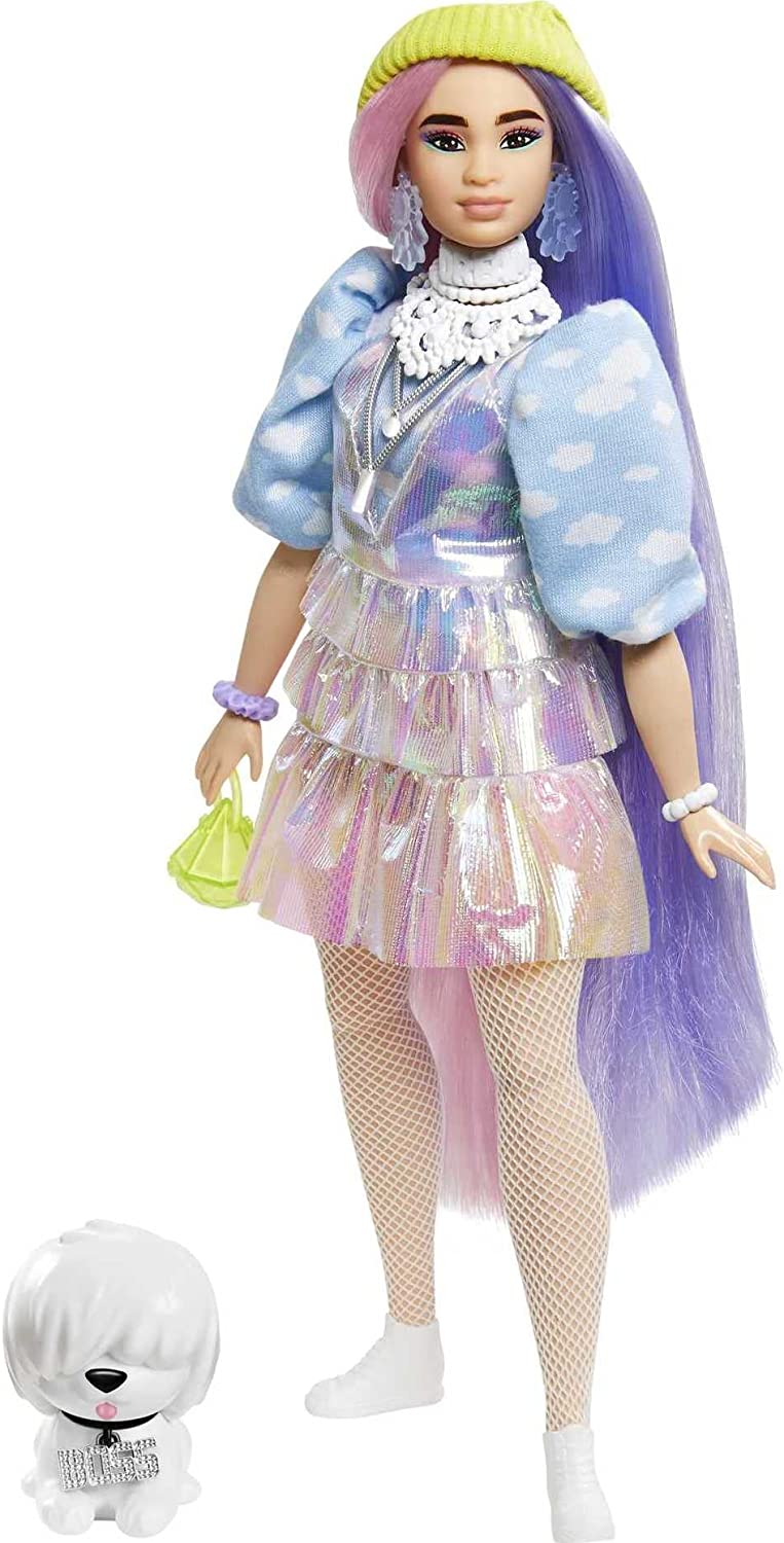 Barbie Extra Doll in Shimmery Look with Pet Puppy - Infinity Collectables  - #tag1#