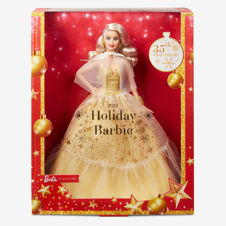 Barbie Signature Doll 35th Anniversary 2023 Holiday Doll Barbie (4) Complete Bundle - Infinity Collectables  - #tag1#