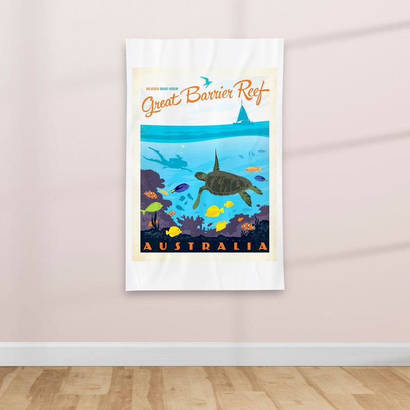 The Great Barrier Reef - Vintage Travel poster - Textile Poster collectible from https://britishmade.gifts/