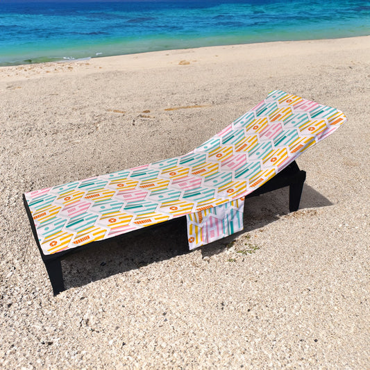 Beach Huts - Full Length Sun Lounger Towel with Pockets collectible from https://britishmade.gifts/