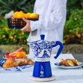 Bialetti X Dolce&Gabbana Blue Mediterranean Gift Set (6 cup Moka and Stirrer set), side angle