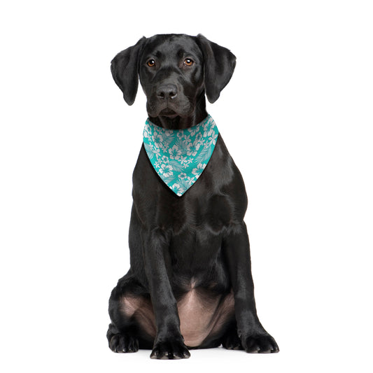 Blue Hibiscus Hawaiian - Dog Bandana - 4 Sizes, alternate view