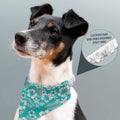 Blue Hibiscus Hawaiian - Dog Bandana - 4 Sizes, close-up detail