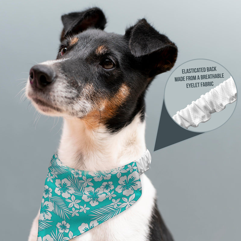 Blue Hibiscus Hawaiian - Dog Bandana - 4 Sizes, close-up detail