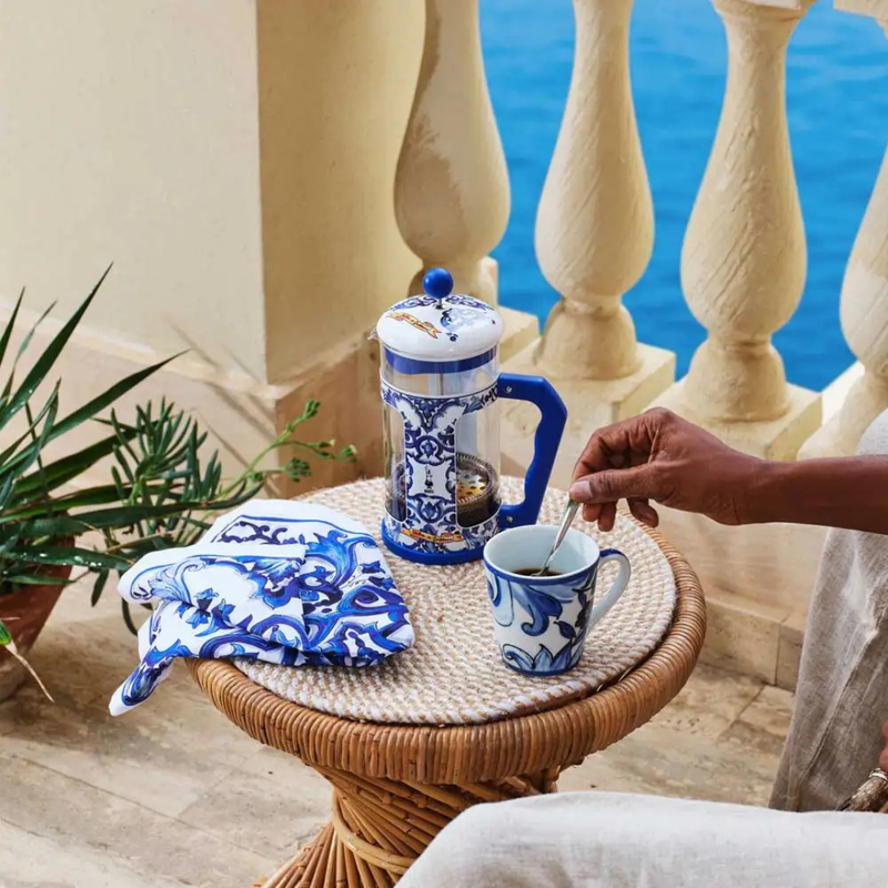 Bialetti X Dolce&Gabbana Blue Mediterranean Cafetiere, rear view
