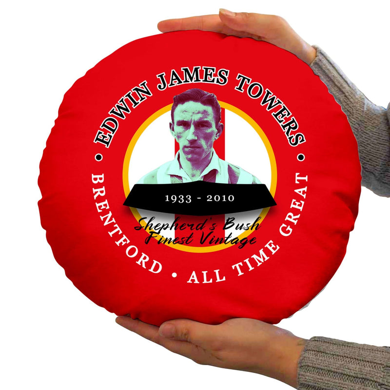 Brentford Jim Towers - Football Legends - Circle Cushion 14 collectible from https://britishmade.gifts/