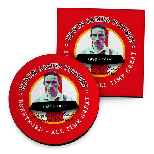 Brentford Jim Towers - Football Coaster - Square Or Circle collectible from https://britishmade.gifts/