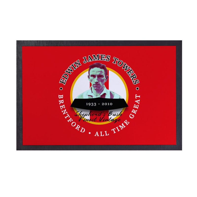 Brentford Jim Towers - Football Legends - Door Mat -60cm X 40cm collectible from https://britishmade.gifts/