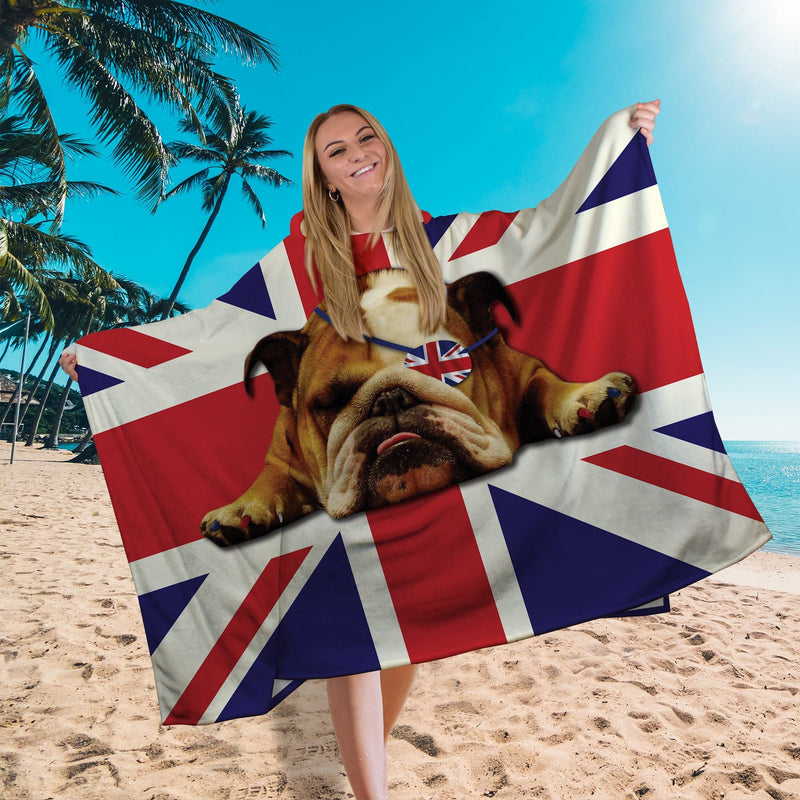 Hooded Towel - Lightweight, Microfibre - British Bulldog collectible from https://britishmade.gifts/