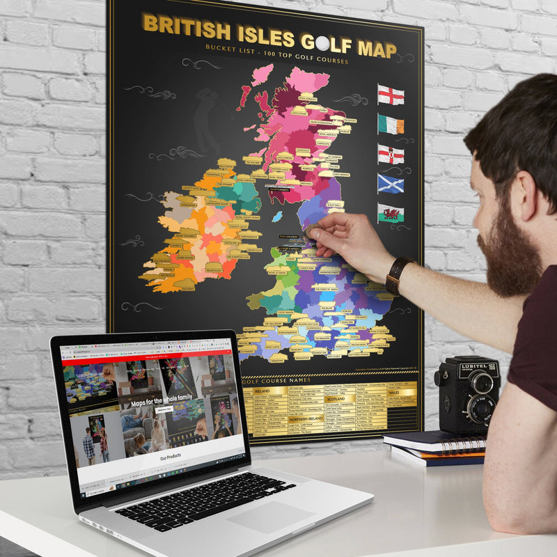 British Isles Golf Map, alternate view