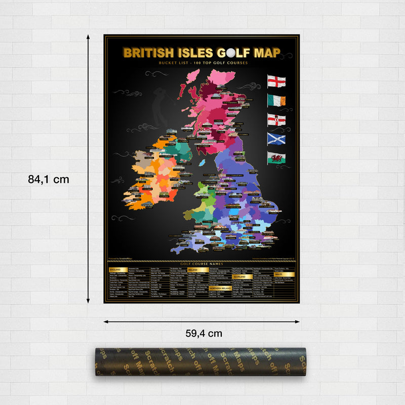 British Isles Golf Map, in display