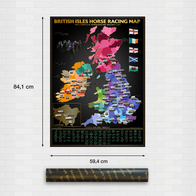 British Isles Horse Racing Map, rear view