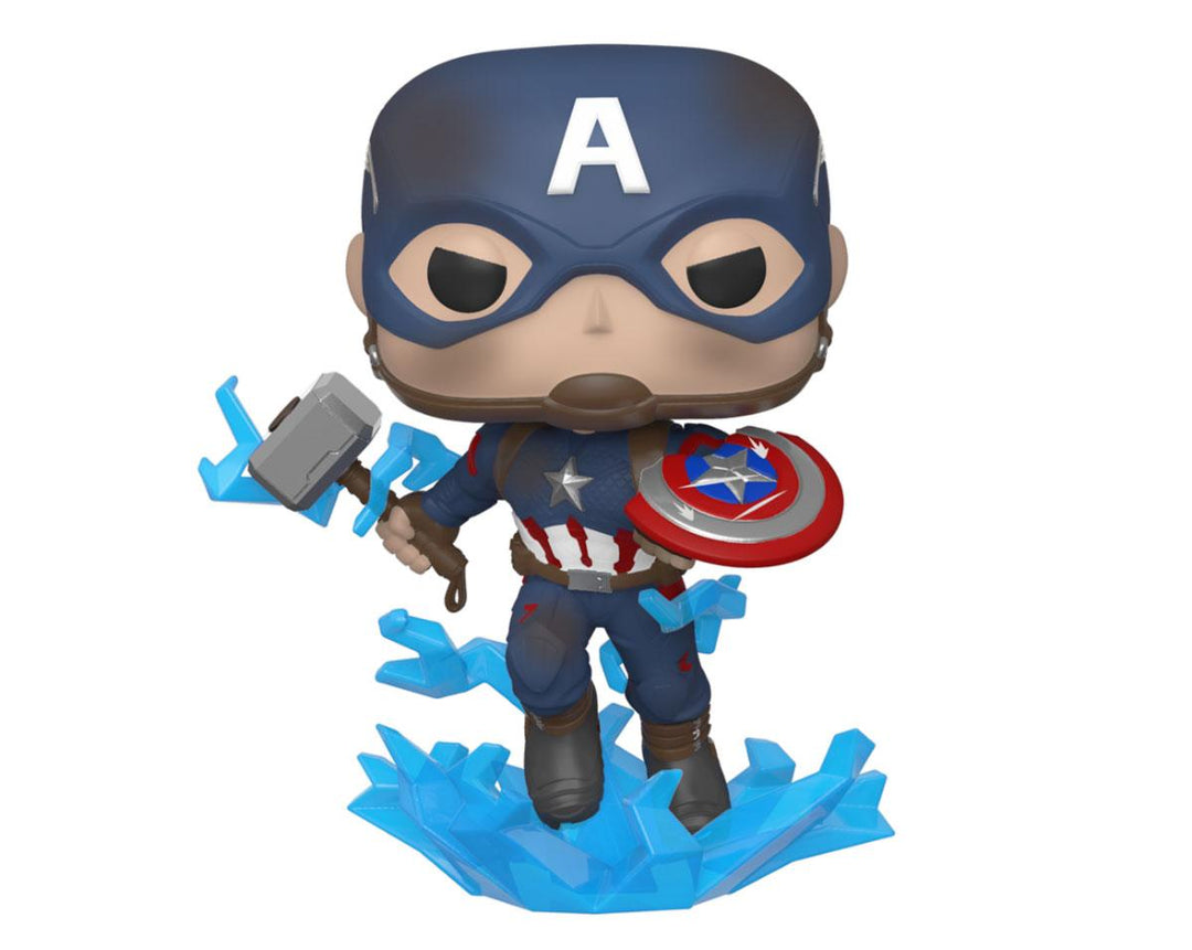 Avengers: Endgame POP! Movies Vinyl Figure Captain America w/Broken Shield & Mjölnir 9 cm - Infinity Collectables  - #tag1#