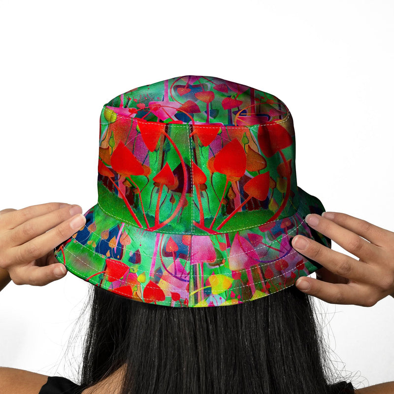 Penny Banger - Inverted Colours Mushrooms - Bucket Hat, close-up detail