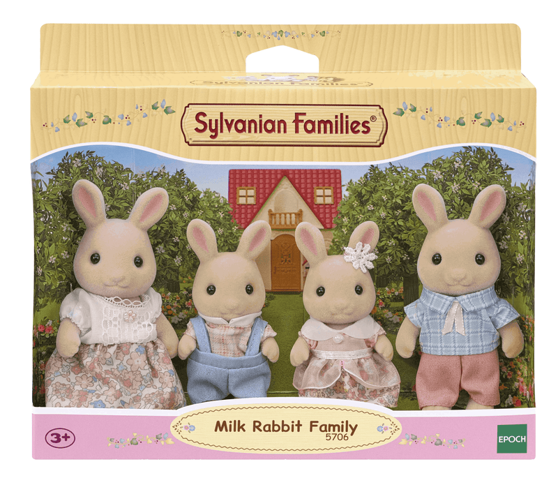 Sylvanian Families Milk Rabbit Family Toy Playset for Ages 3 and Up, close-up detail
