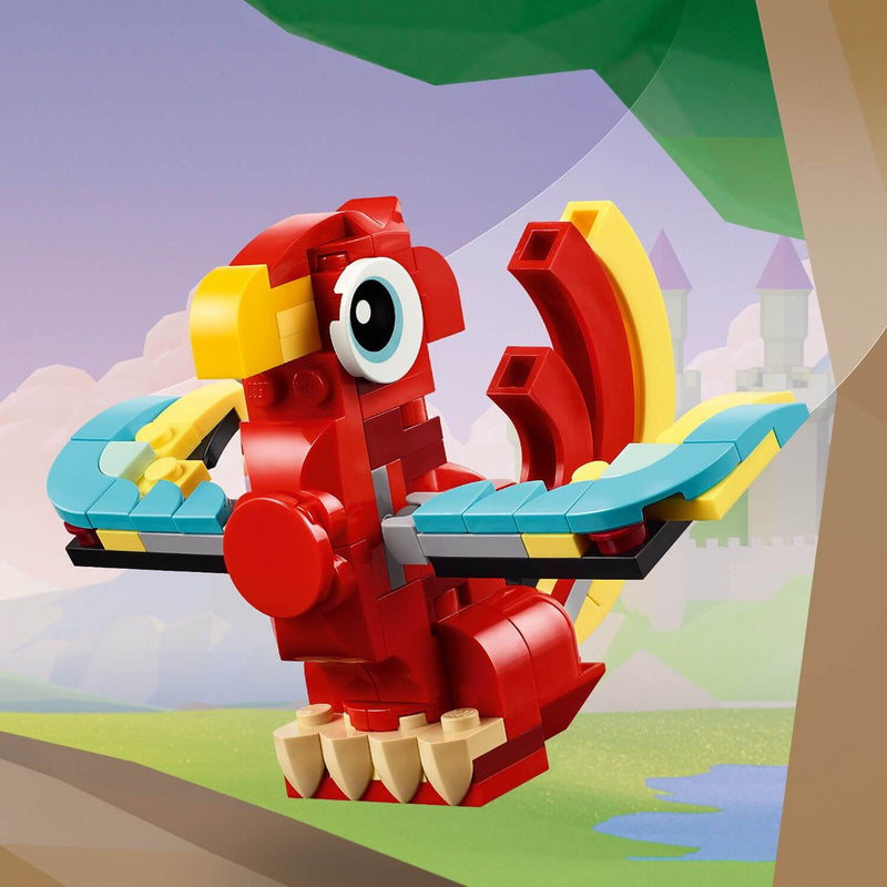 Lego Creator 3 in 1 31145 Red Dragon Buildable Playset for Ages 6 & Up, rear view