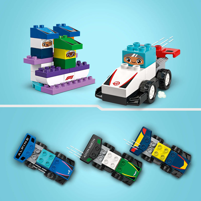 Lego Duplo 10445 F1 Team Race Cars & Drivers for Toddlers Ages 2 & Up, packaging shot