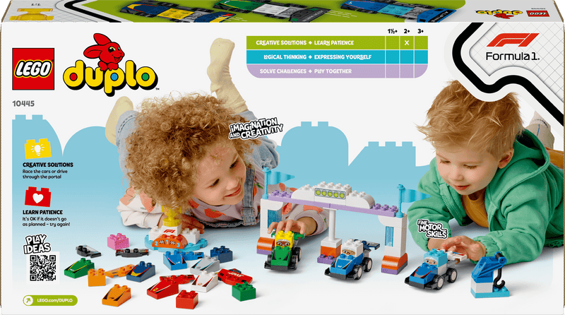 Lego Duplo 10445 F1 Team Race Cars & Drivers for Toddlers Ages 2 & Up, in display