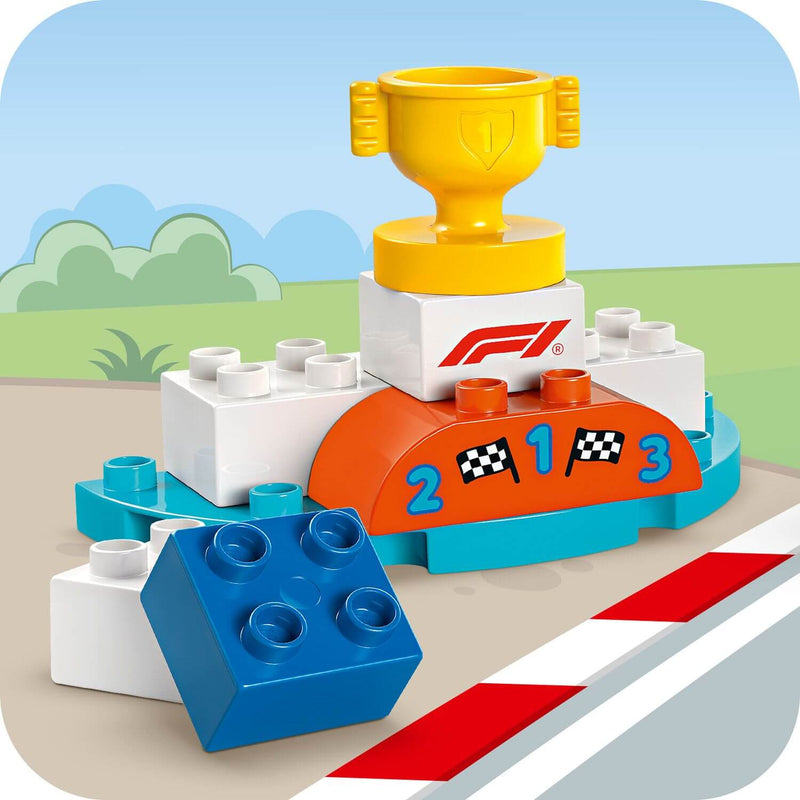 Lego Duplo 10445 F1 Team Race Cars & Drivers for Toddlers Ages 2 & Up, close-up detail
