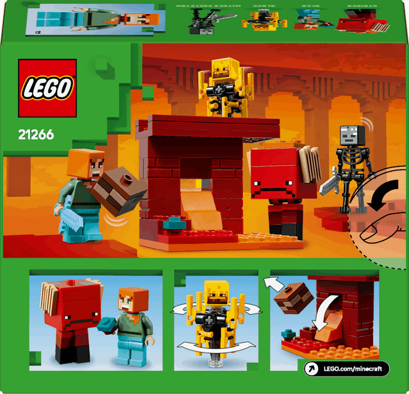 Lego Minecraft 21266 The Nether Lava Battle Playset for Ages 6 and Up, in display