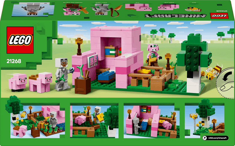 Lego Minecraft 21268 The Baby Pig House Toy Playset for Ages 7 and Up, in display