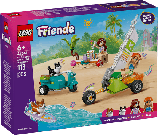 Lego Friends 42641 Surfing Dogs & Scooter Adventure Playset for Age 6+ collectible from Curious Minds