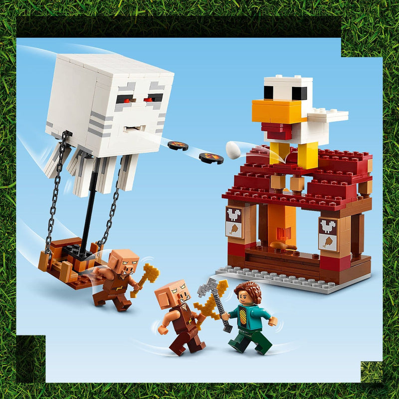 Lego Minecraft Movie 21273 The Ghast Balloon Village Attack Ages 10+, close-up detail