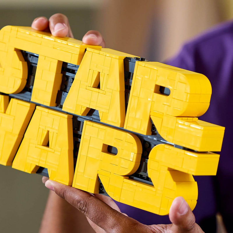Lego Star Wars 75407 Brick-Built Star Wars Logo for Adults Ages 18+, close-up detail