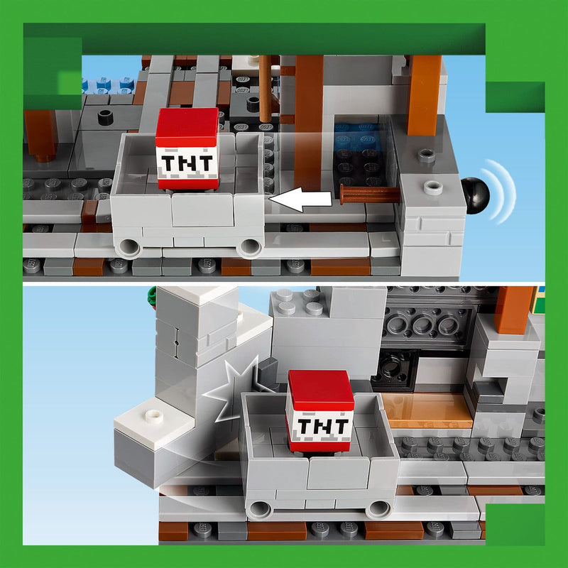 Lego Minecraft 21277 The Pickaxe Mine Buildable Playset for Age 8 & Up, in display