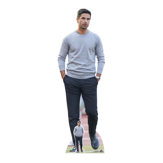 Mikel Arteta Height 176cm Lifesize Cardboard Cut Out With Mini collectible from Star Cutouts