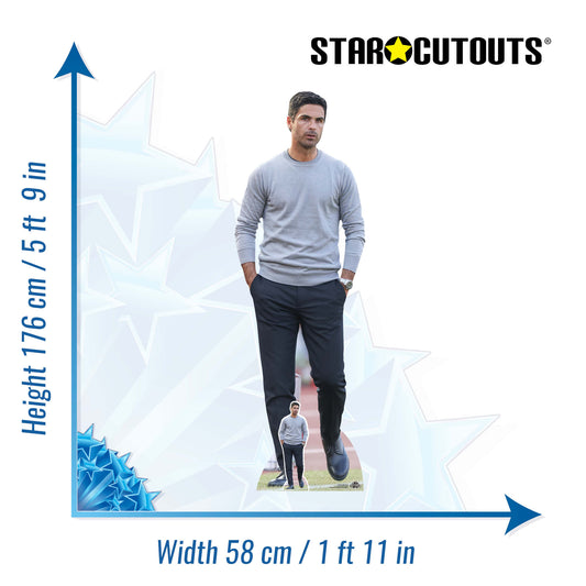 Mikel Arteta Height 176cm Lifesize Cardboard Cut Out With Mini, alternate view