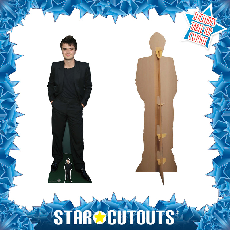 Joe Keery Black Suit Height 167cm Lifesize Cardboard Cut Out With Mini, side angle