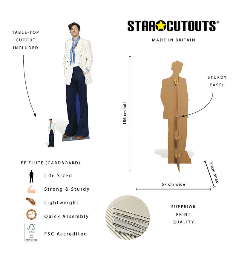 Harry Styles White Jacket Height 186cm Lifesize Cardboard Cut Out With Mini, close-up detail