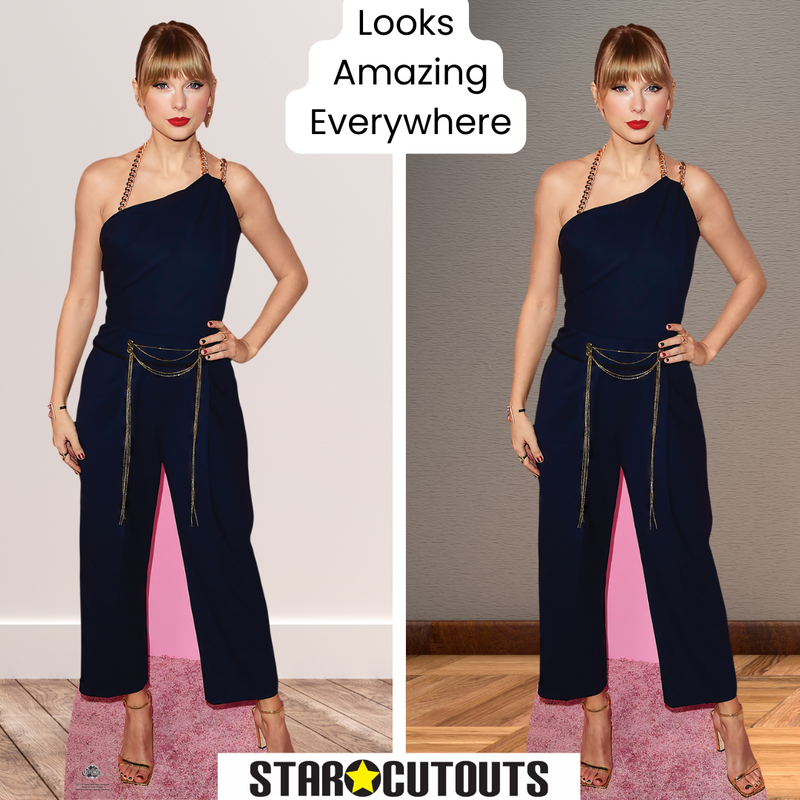 Taylor Swift Navy Jumpsuit Height 183cm Lifesize Cardboard Cut Out With Mini, close-up detail