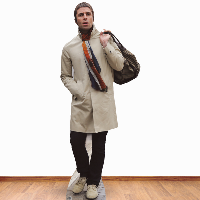 Liam Gallagher Cream Jacket Height 180cm Lifesize Cardboard Cut Out With Mini collectible from Star Cutouts