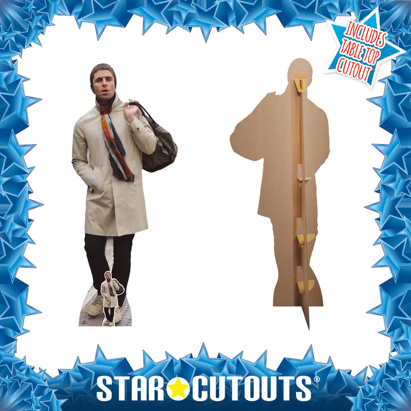 Liam Gallagher Cream Jacket Height 180cm Lifesize Cardboard Cut Out With Mini, close-up detail