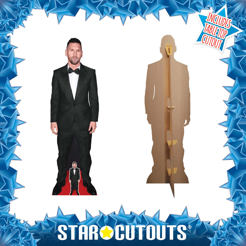 Lionel Messi Black Suit Height 170cm Lifesize Cardboard Cut Out With Mini, close-up detail