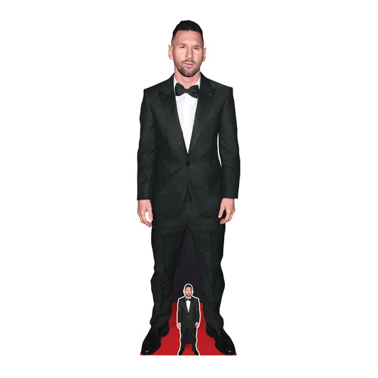 Lionel Messi Black Suit Height 170cm Lifesize Cardboard Cut Out With Mini collectible from Star Cutouts