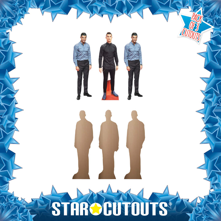 CS1192 Ronaldo Three Pack Shelf Top Cutout  Cardboard Cut Out Height 31cm