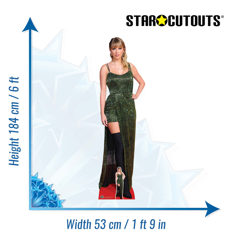 Taylor Swift Green Dress Height 184cm Lifesize Cardboard Cut Out, alternate view