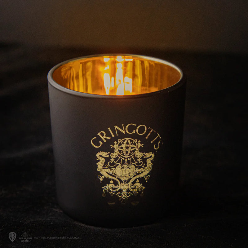 Harry Potter Gringotts Scented Candle with Hidden Keychain, side angle