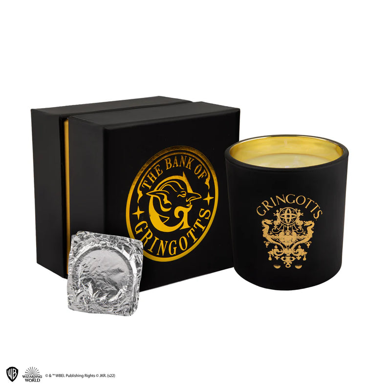 Harry Potter Gringotts Scented Candle with Hidden Keychain, close-up detail