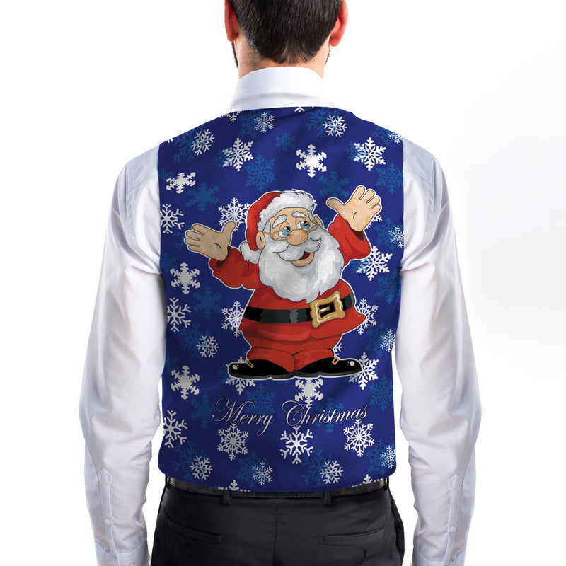 Cartoon Santa Blue - Novelty Costume Fancy Dress Waistcoat ( 4 sizes available ) collectible from https://britishmade.gifts/