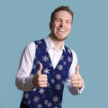 Cartoon Santa Blue - Novelty Costume Fancy Dress Waistcoat ( 4 sizes available ), side angle