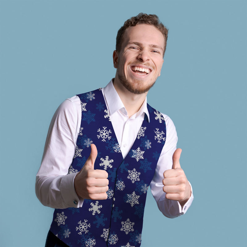 Cartoon Santa Blue - Novelty Costume Fancy Dress Waistcoat ( 4 sizes available ), side angle