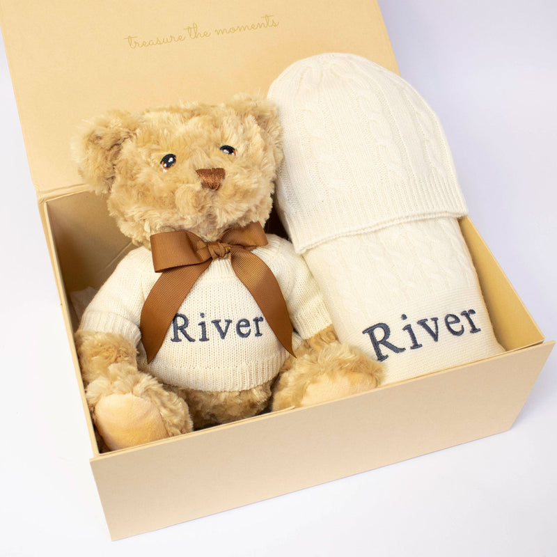 CASHMERE AND TEDDY GIFT SET - IVORY collectible from The Baby Gifting Company