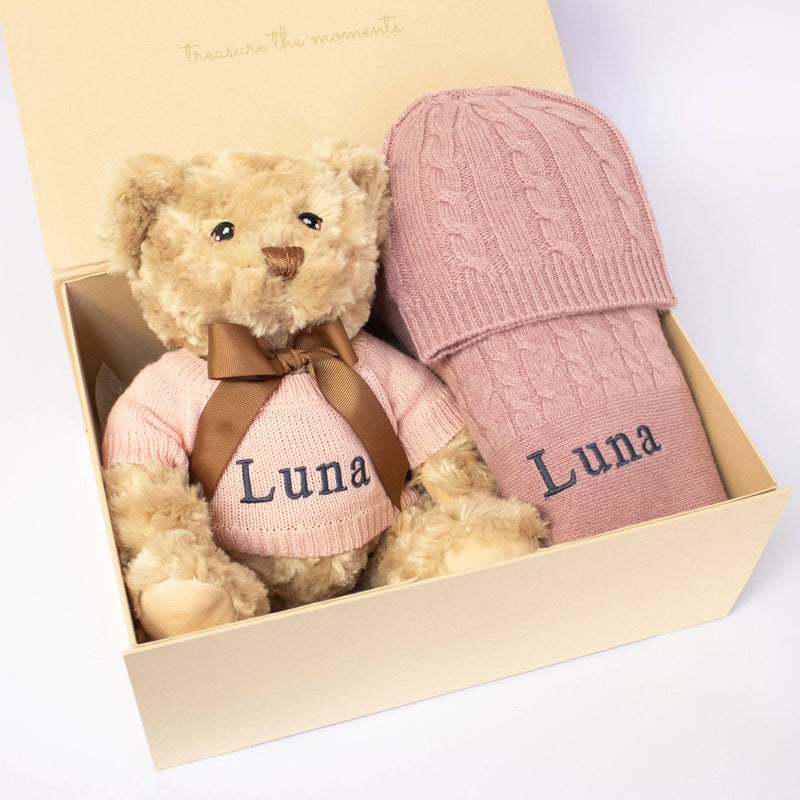 CASHMERE AND TEDDY GIFT SET - ROSEWOOD collectible from The Baby Gifting Company