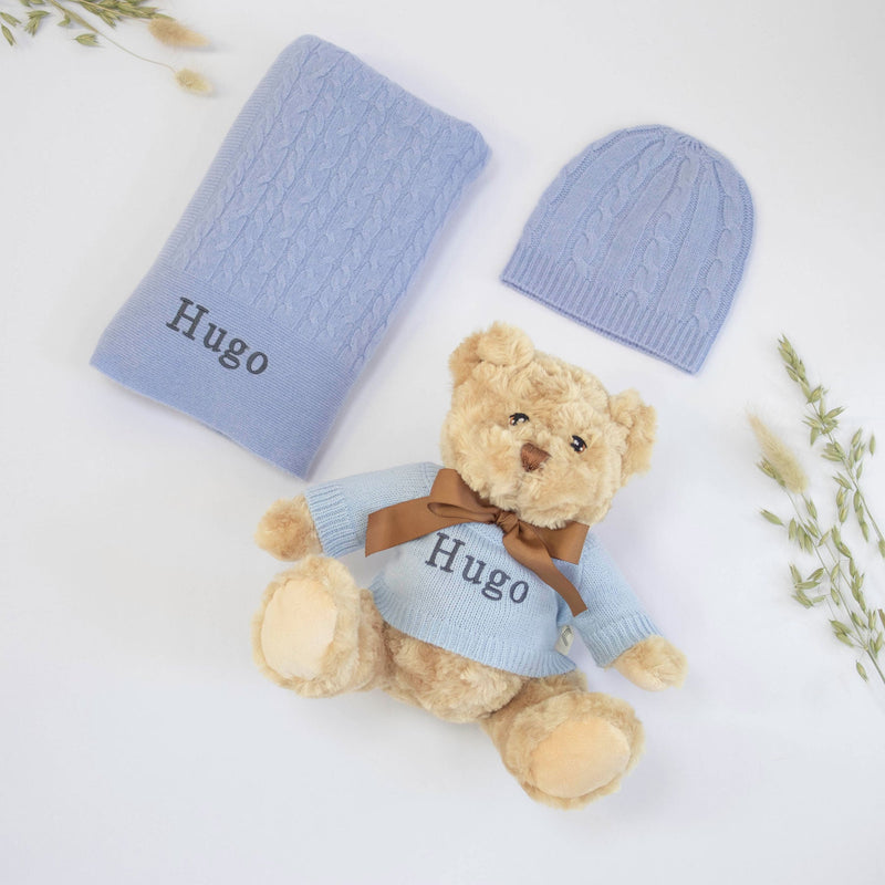 CASHMERE AND TEDDY GIFT SET - CORNFLOWER BLUE, alternate view